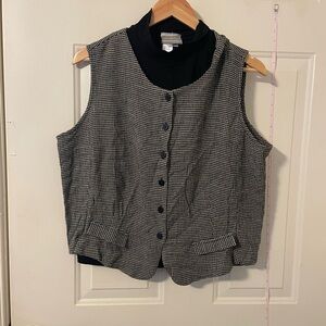 Coldwater Creek Black and White Houndstooth Vest